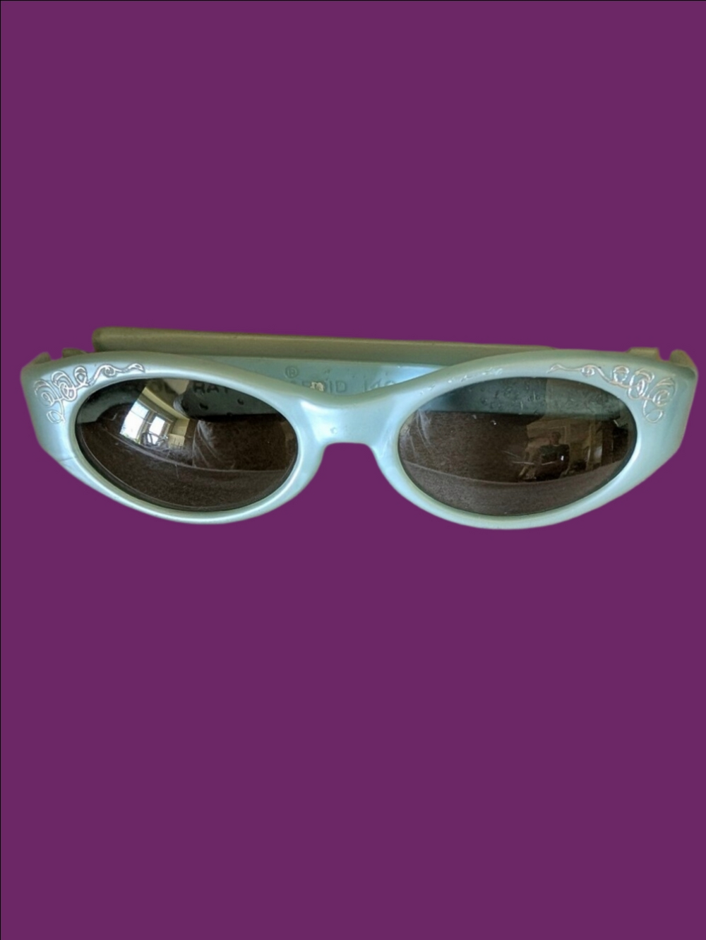 Vintage Sunglasses 1960s Light Mint Blue Oval Plastic Sunglasses Polaroid